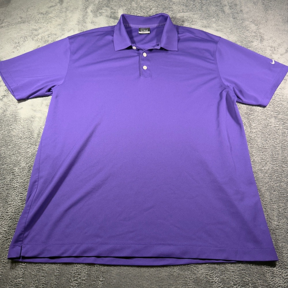 Nike Golf Mens Dri-FIT Polo Shirt Purple Short Sleeve XL Athletic Swoosh Logo